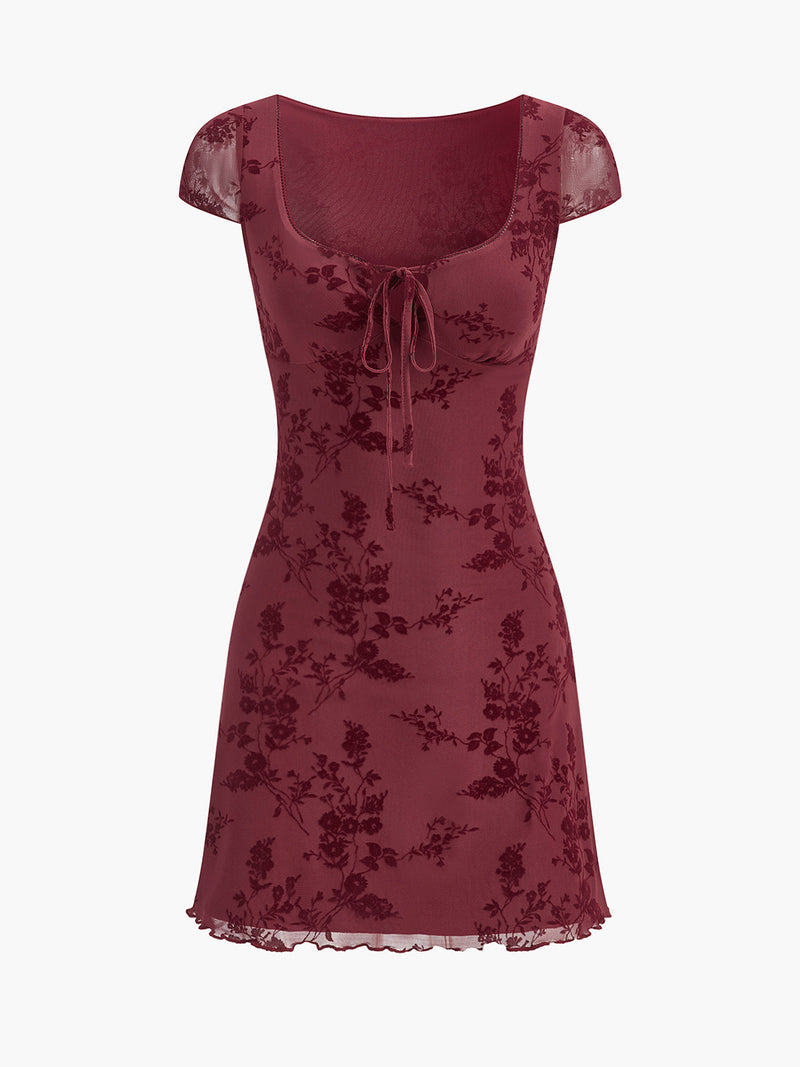 Margot Women's Floral Dress | Ruffle, Slim Fit, Mesh