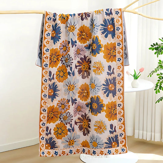 Reversible Cotton Bath Towel | Floral Print