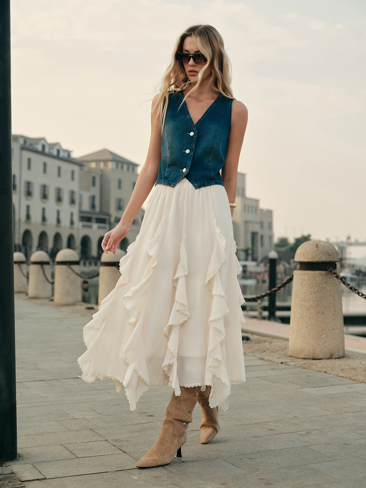 Maya Women's Ruffled Skirt - close-up detail