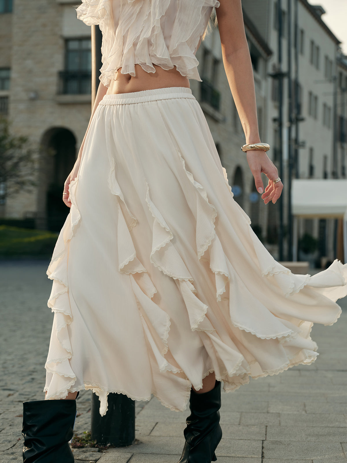 Maya Women's Ruffled Skirt - front view