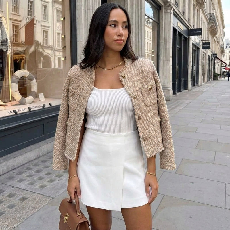 Rowena Women's Jacket | Classic Tweed, Elegant Button-Down Style