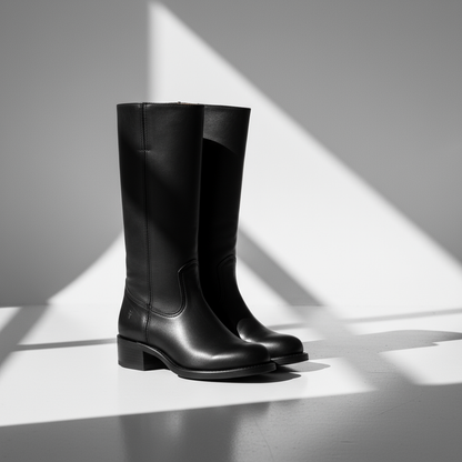 Kira Women's Knee High Boots | Stacked Heel, Classic Round Toe