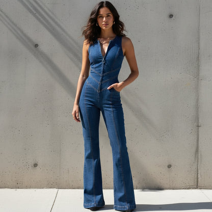Rita Women's Jumpsuit | High-Quality Denim, Vintage Elegant Style
