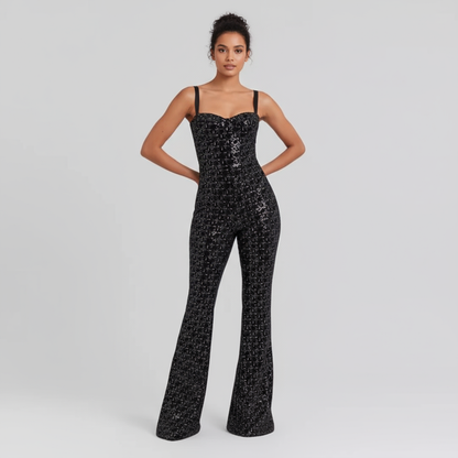 Sona Women's Sequin Jumpsuit | Flared Trousers, Underwire Bustier