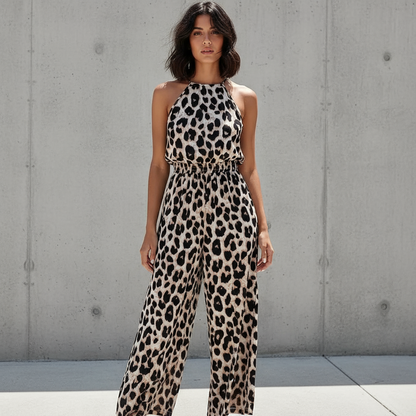 Lara Women's Jumpsuit | Leopard Print, Wide Leg Design