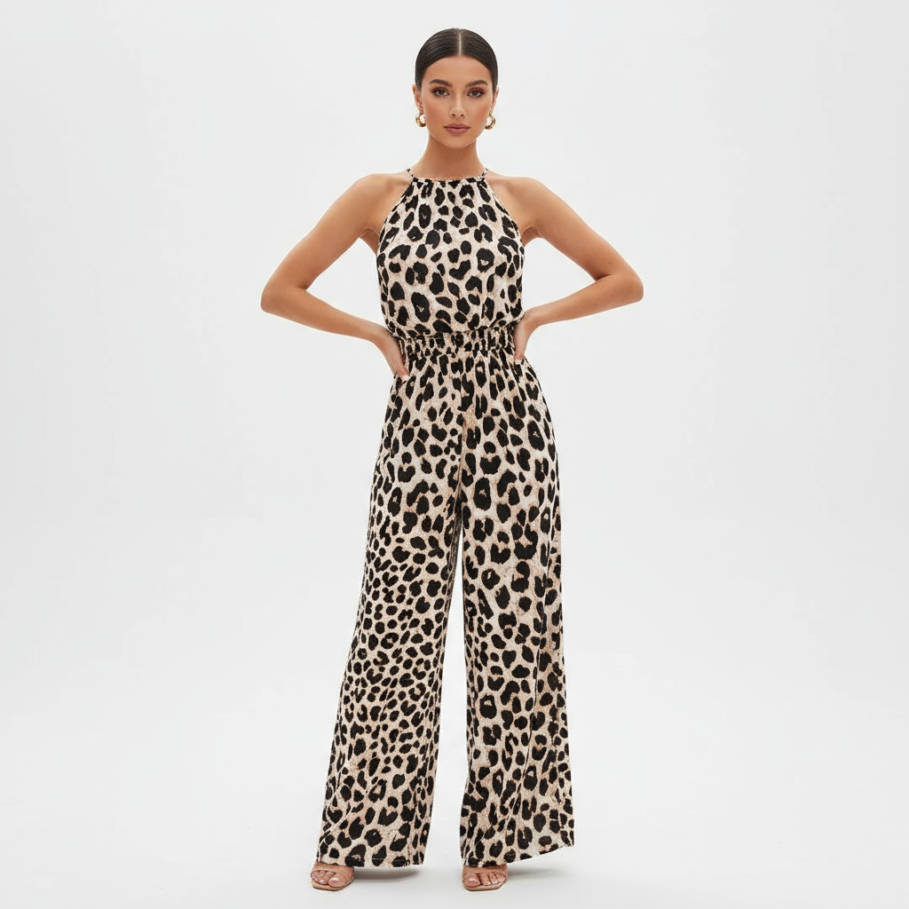 Lara Women's Jumpsuit | Leopard Print, Wide Leg Design