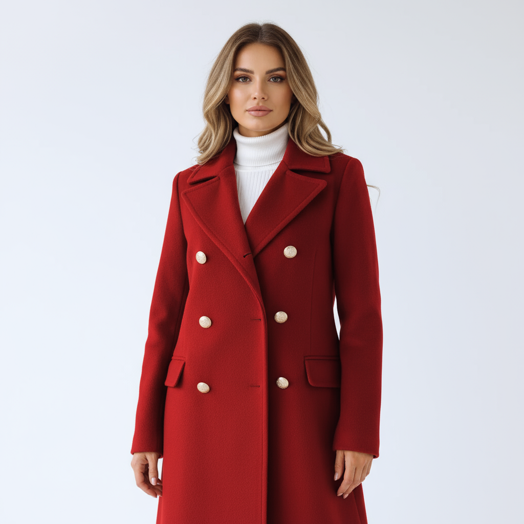 Willow Renee Women's Trench Coat | Double-Breasted with Gold Buttons, Elegant Longline