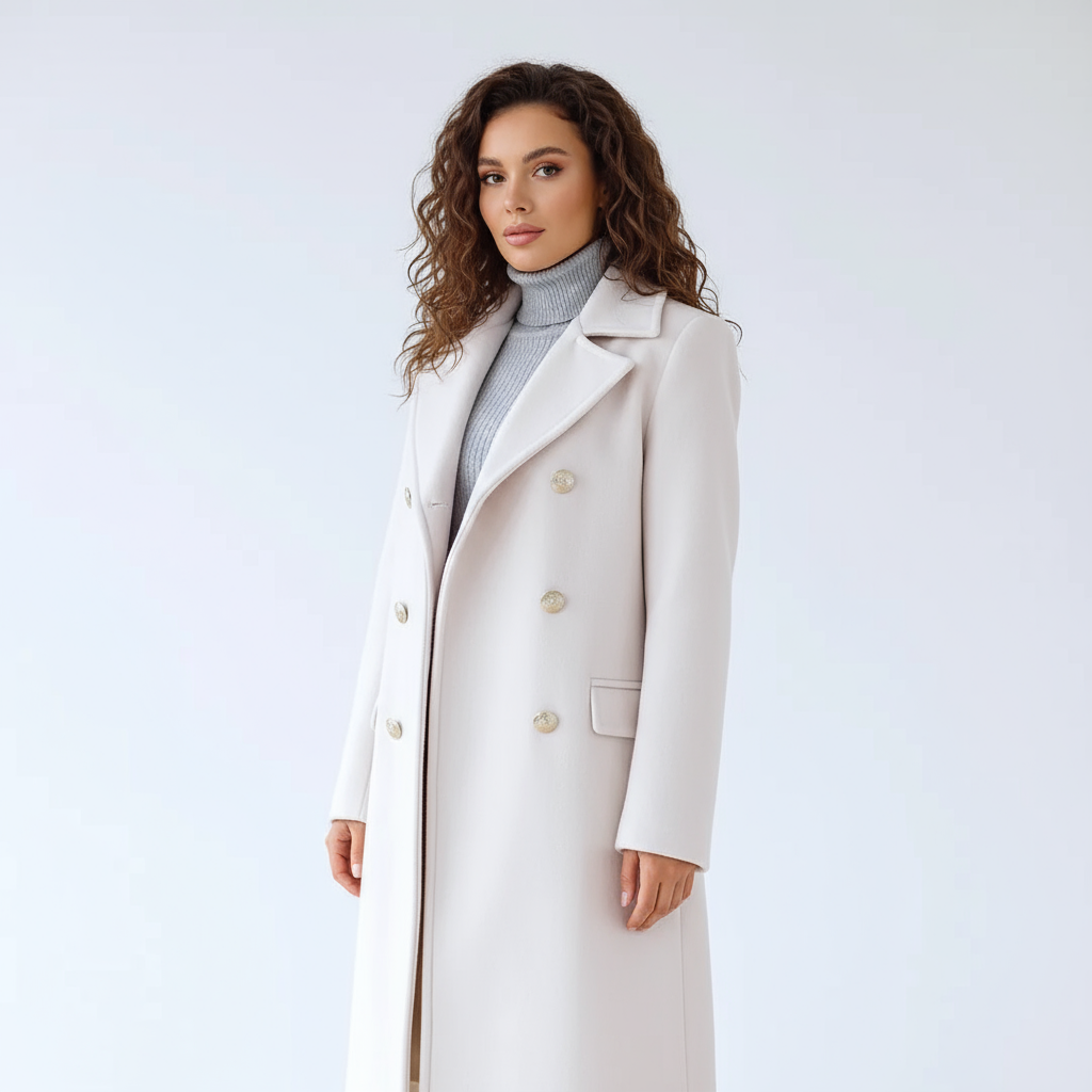 Willow Renee Women's Trench Coat | Double-Breasted with Gold Buttons, Elegant Longline