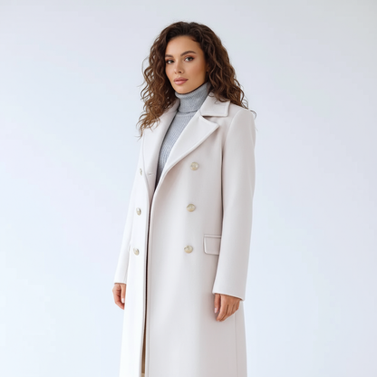 Willow Renee Women's Trench Coat | Double-Breasted with Gold Buttons, Elegant Longline