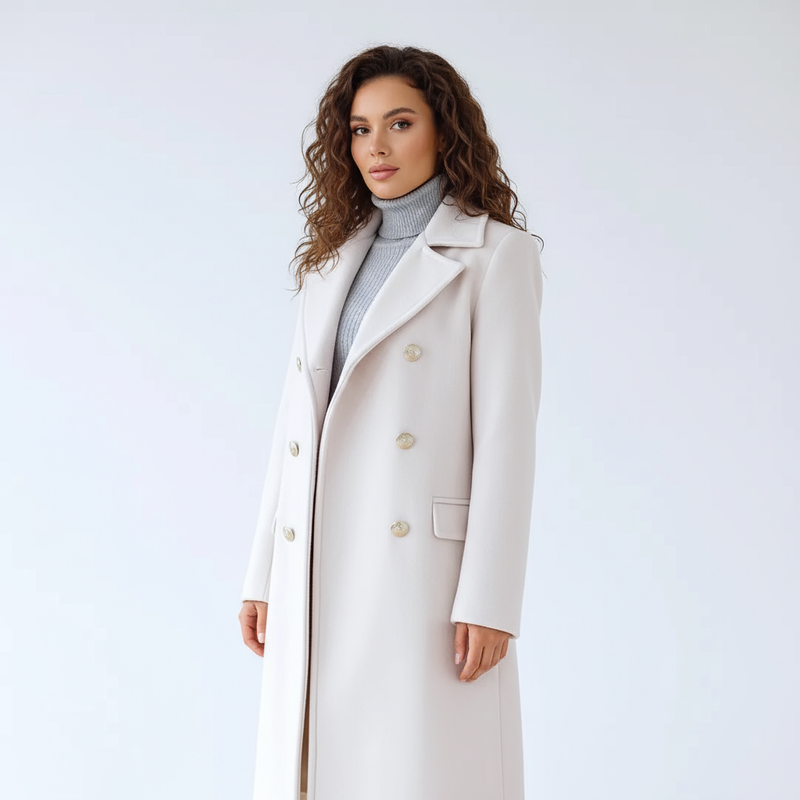 Willow Renee Women's Trench Coat | Double-Breasted with Gold Buttons, Elegant Longline