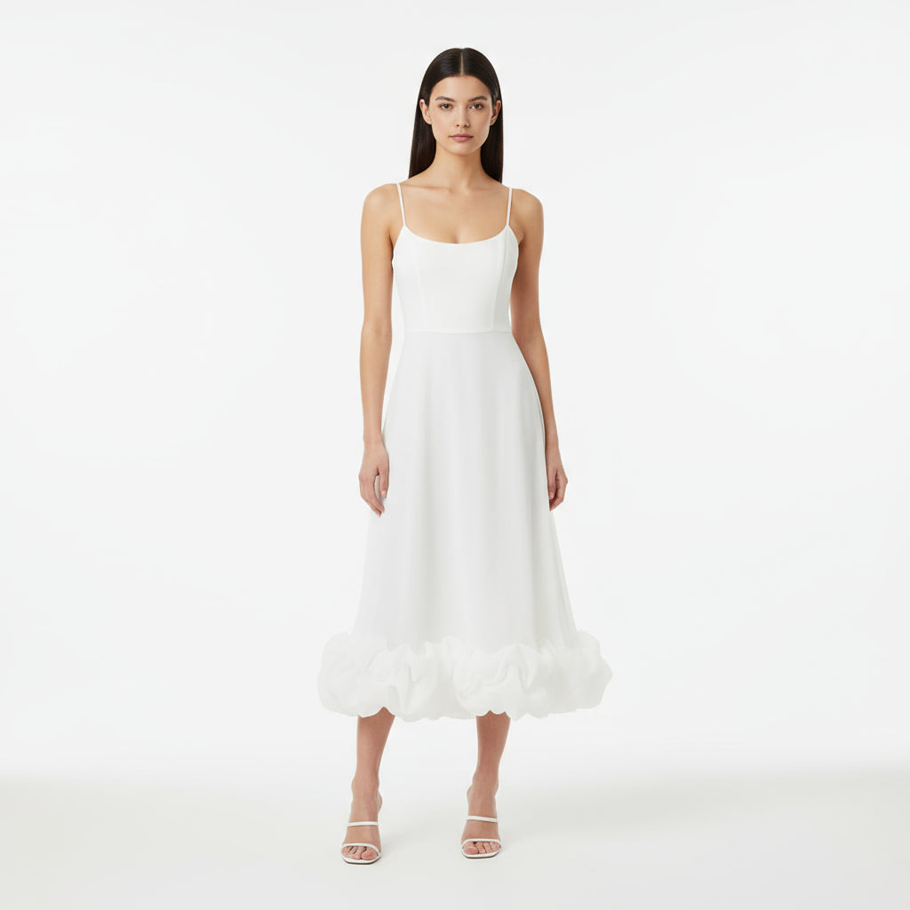 Fiona Women's Midi Dress | Flounce Bustier Design, Elegant Summer Dress