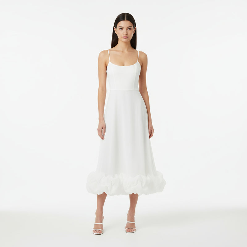 Fiona Women's Midi Dress | Flounce Bustier Design, Elegant Summer Dress