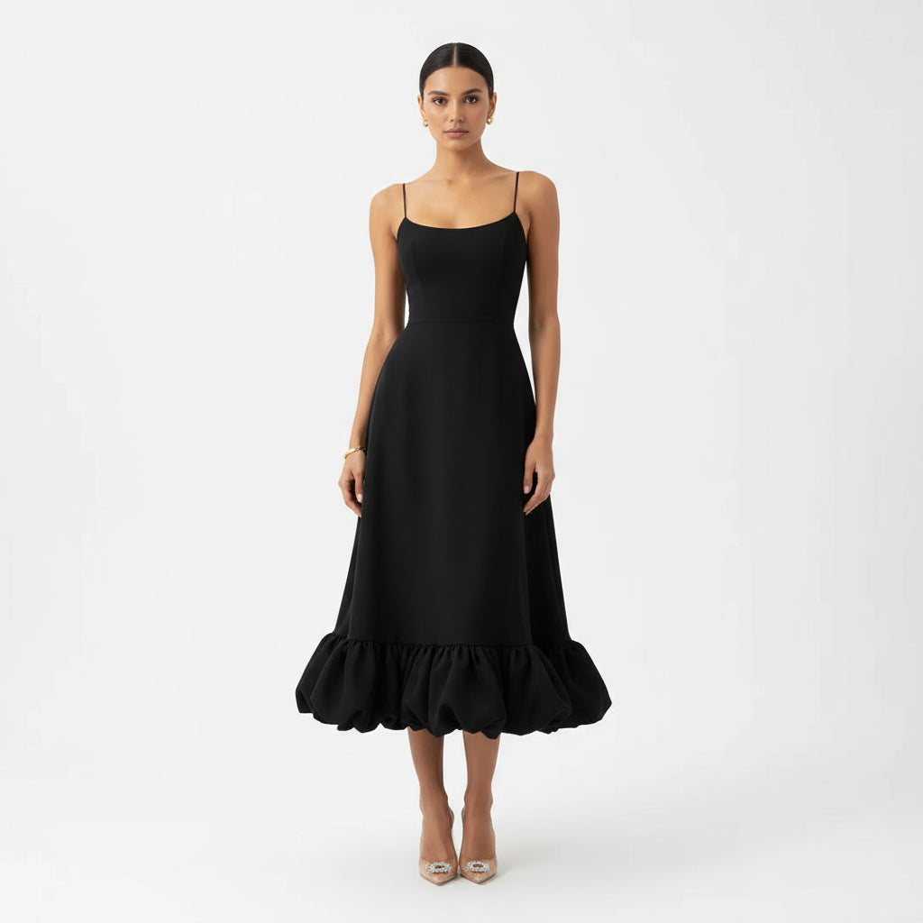 Fiona Women's Midi Dress | Flounce Bustier Design, Elegant Summer Dress