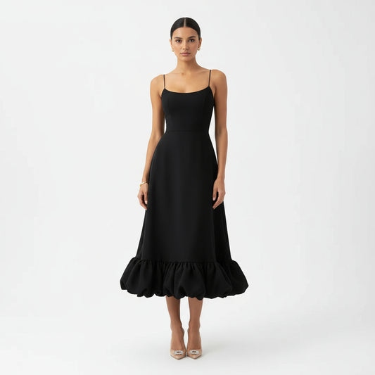 Fiona Women's Midi Dress | Flounce Bustier Design, Elegant Summer Dress