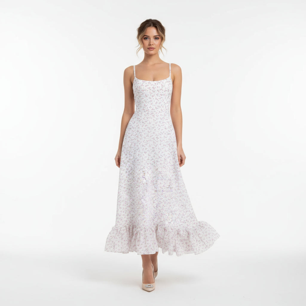 Fiona Women's Midi Dress | Flounce Bustier Design, Elegant Summer Dress