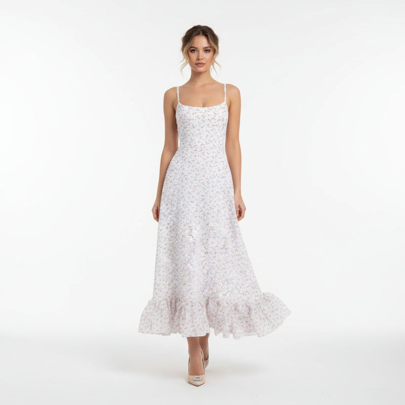 Fiona Women's Midi Dress | Flounce Bustier Design, Elegant Summer Dress