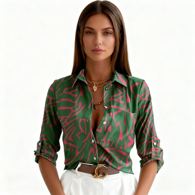 Ava Women's Blouse | Abstract Print, Button-Down Design