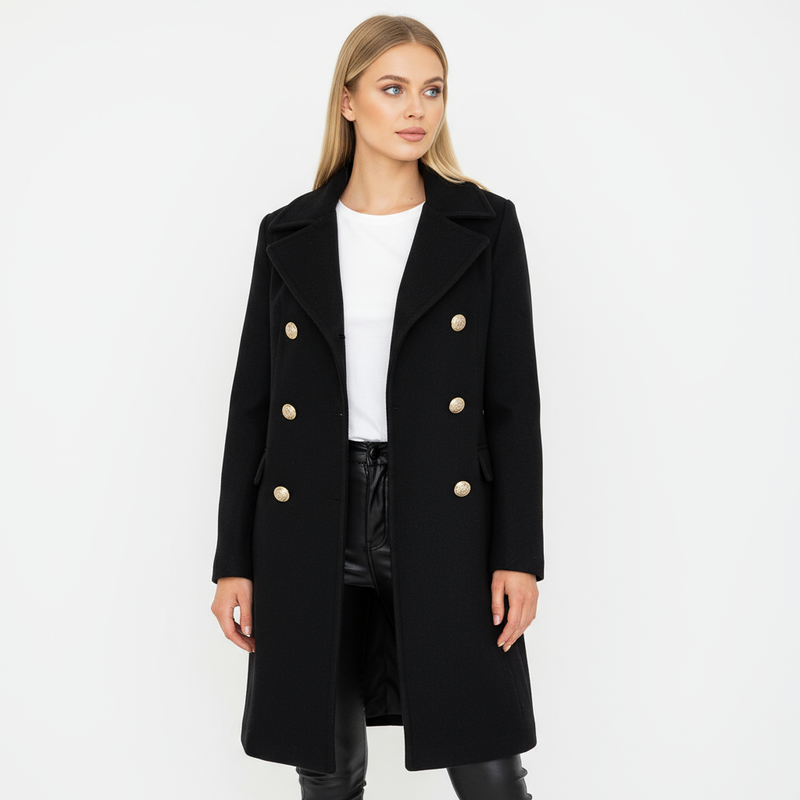 Evelyn Women's Wool Trench Coat | Elegant Double-Breasted Design, Longline Fit