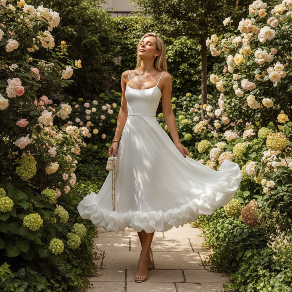 Fiona Women's Midi Dress | Flounce Bustier Design, Elegant Summer Dress