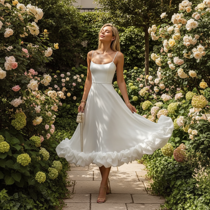 Fiona Women's Midi Dress | Flounce Bustier Design, Elegant Summer Dress