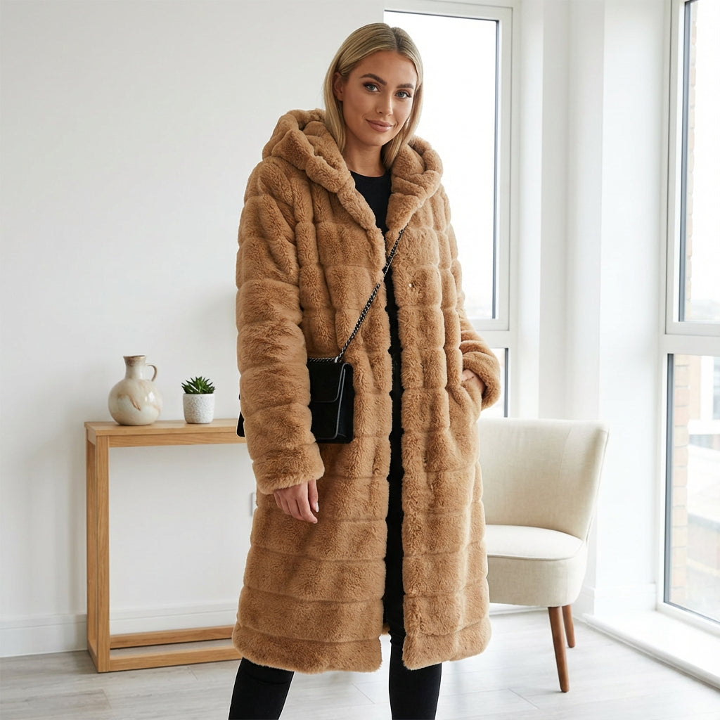Calla Women's Faux Fur Coat | Elegant Button-Down Design, Winter Essential