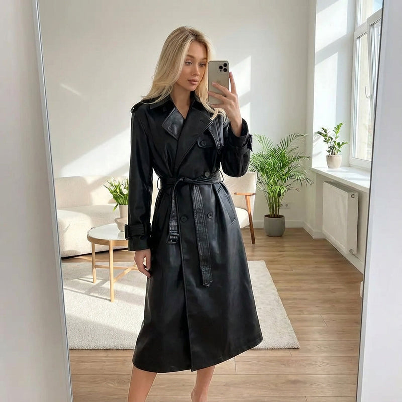 Marcelline Women's Trench Coat | Double-Breasted, Belted Design