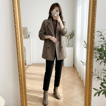 Mia Women's Coat | Vintage Checked, Double-Breasted