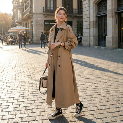 Odette Women's Trench Coat | Oversized Silhouette, Double-Breasted Front