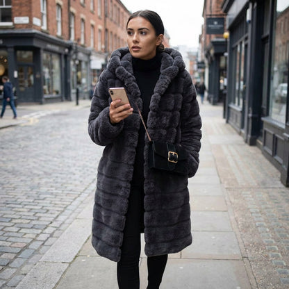 Calla Women's Faux Fur Coat | Elegant Button-Down Design, Winter Essential