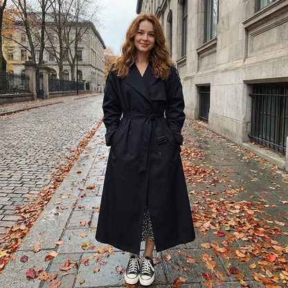 Odette Women's Trench Coat | Oversized Silhouette, Double-Breasted Front