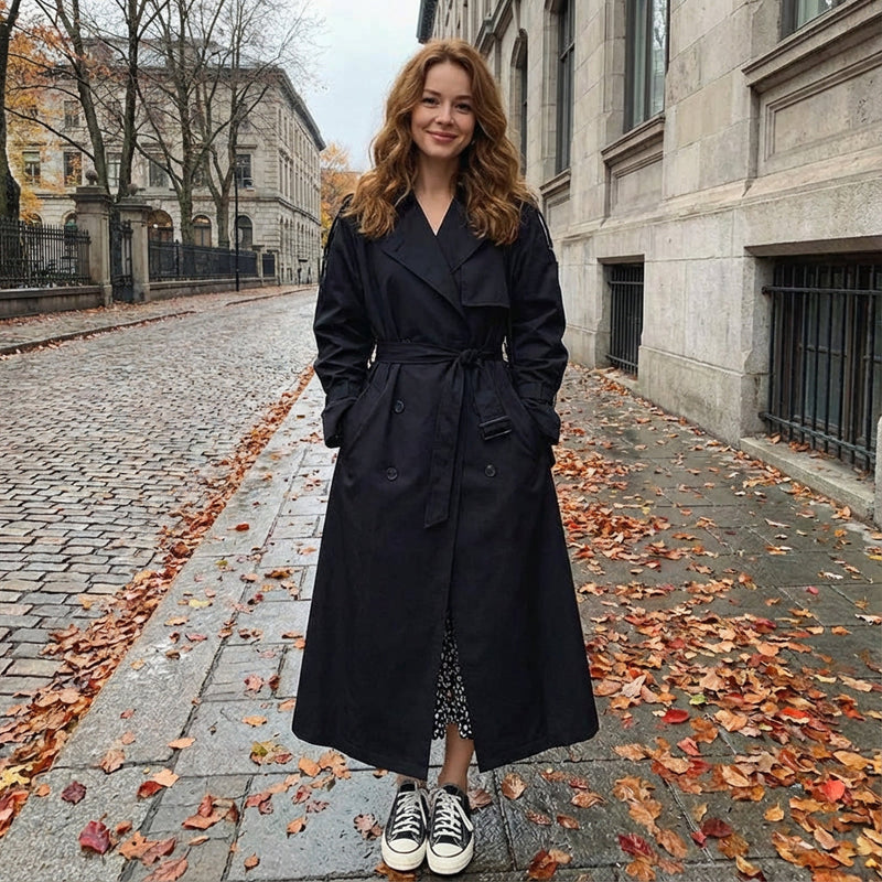 Odette Women's Trench Coat | Oversized Silhouette, Double-Breasted Front