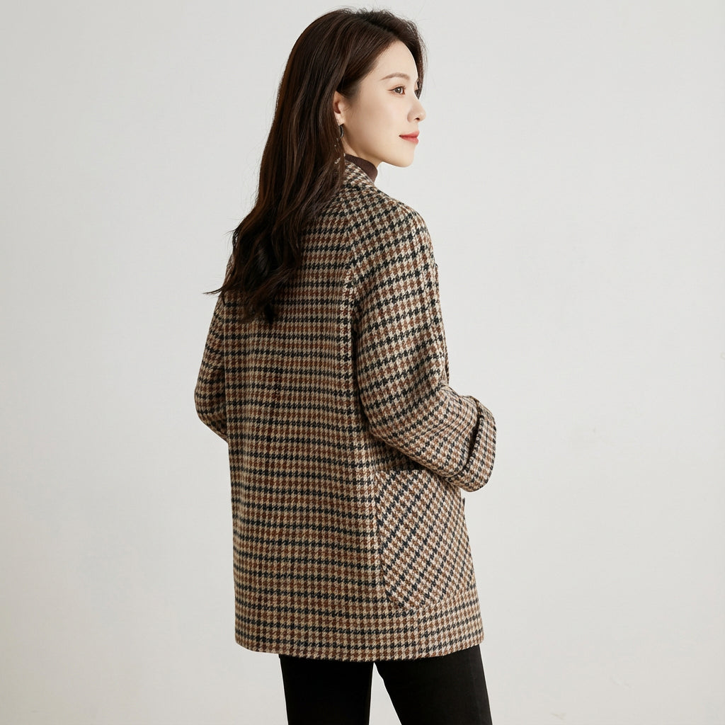 Mia Women's Coat | Vintage Checked, Double-Breasted