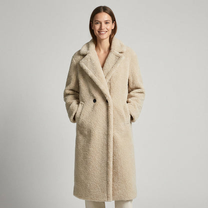 Tara Women's Winter Coat | Oversized Teddy Fur, Cozy Double-Breasted Design