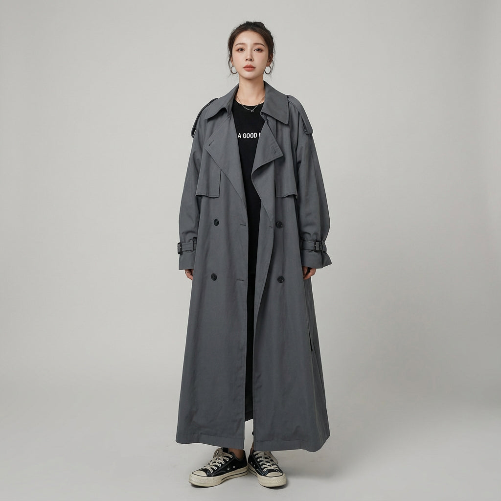 Odette Women's Trench Coat | Oversized Silhouette, Double-Breasted Front