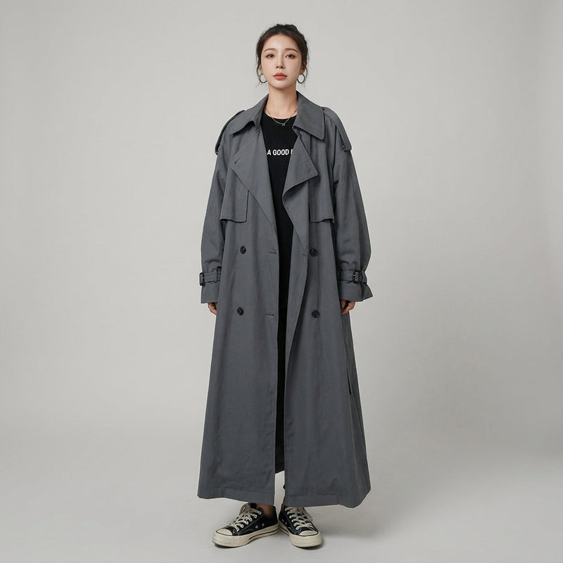 Odette Women's Trench Coat | Oversized Silhouette, Double-Breasted Front