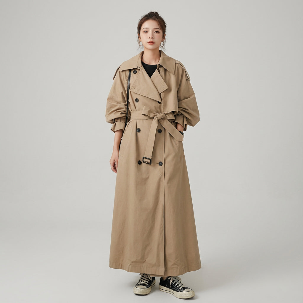 Odette Women's Trench Coat | Oversized Silhouette, Double-Breasted Front