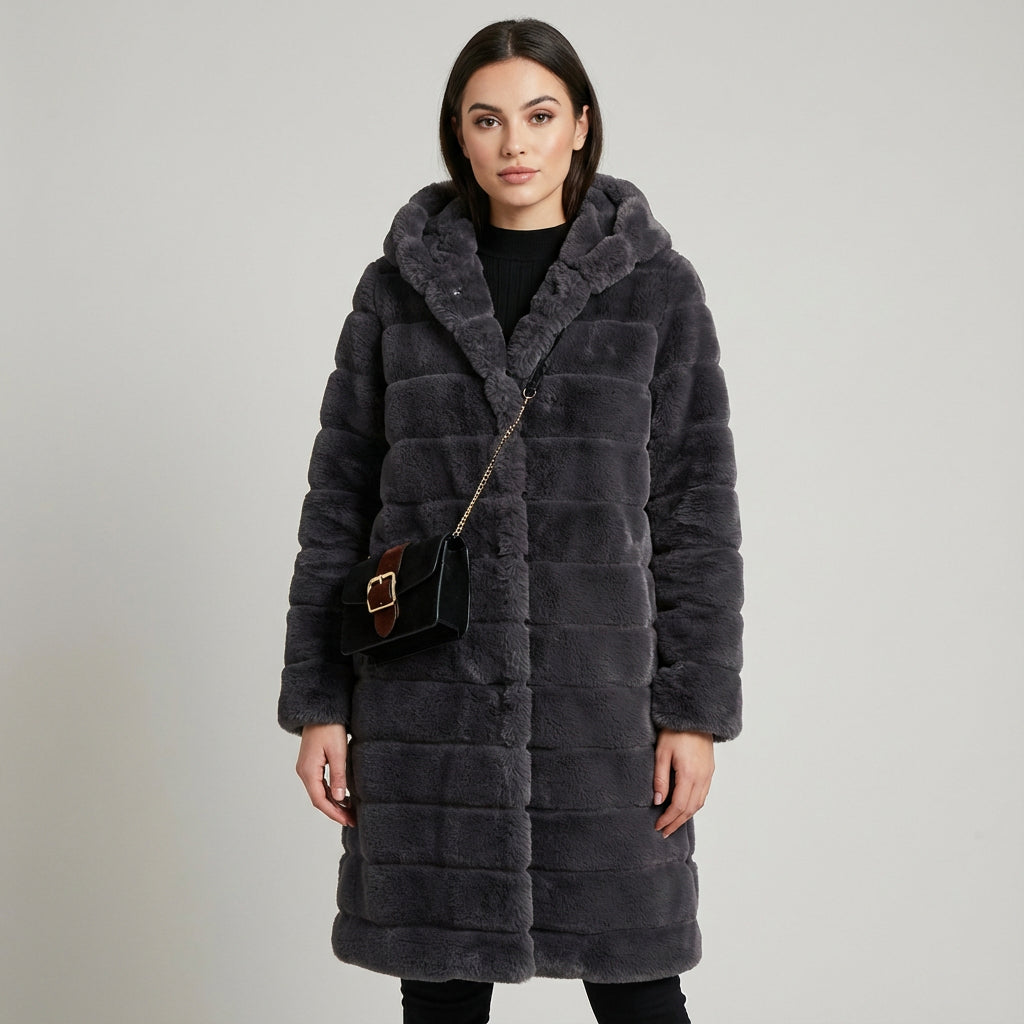 Calla Women's Faux Fur Coat | Elegant Button-Down Design, Winter Essential