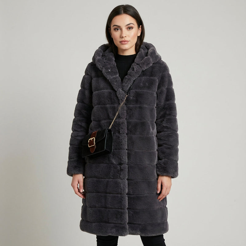 Calla Women's Faux Fur Coat | Elegant Button-Down Design, Winter Essential
