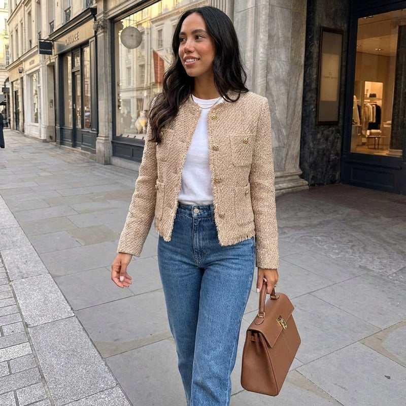 Rowena Women's Jacket | Classic Tweed, Elegant Button-Down Style