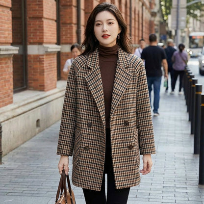 Mia Women's Coat | Vintage Checked, Double-Breasted