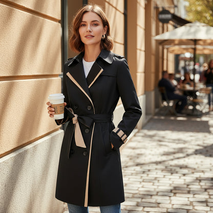Elora Women's Trench Coat | Double-Breasted Design, Cotton Blend