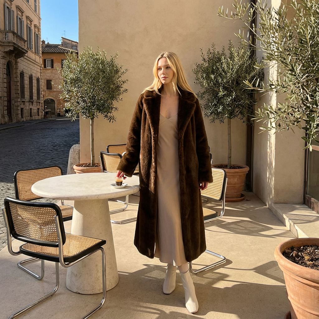 Dune Nina Women's Faux Mink Fur Coat | Winter Luxury, Neo Mint