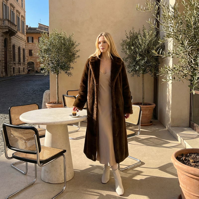 Dune Nina Women's Faux Mink Fur Coat | Winter Luxury, Neo Mint
