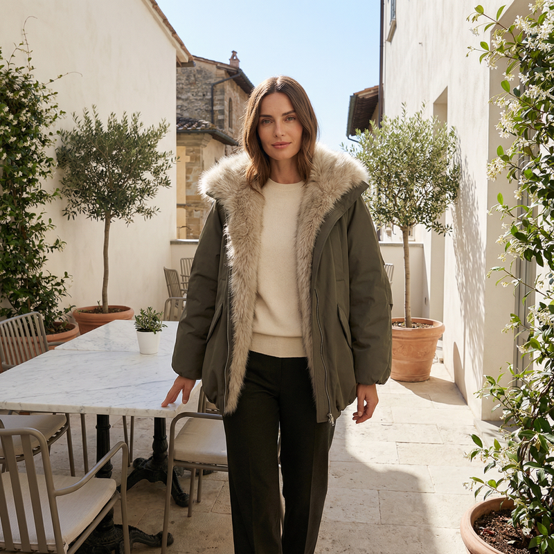 Cleo Women's Puffer Jacket | Faux Fur Collar, Casual Down Insulation