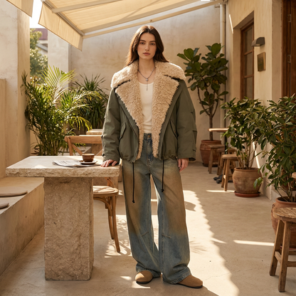 Chaqueta de motocicleta acolchada para mujer Cleo | Algodón grueso, moda urbana casual