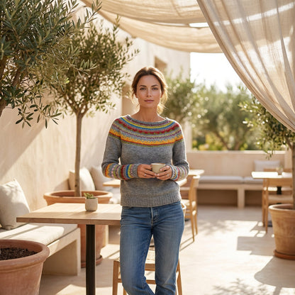 Avelyn Women’s Knit Sweater | Boat Neck, Multicolor Pattern