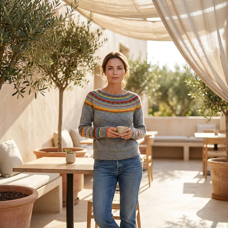 Avelyn Women’s Knit Sweater | Boat Neck, Multicolor Pattern