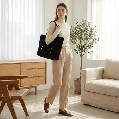 Sac fourre-tout pour femmes Aurelia | Bandoulières cloutées, breloque en forme de cœur