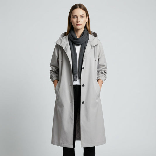 Abrigo Trench para Mujeres Margo | Tejido Ligero, Corte Oversized con Capucha y Bolsillos