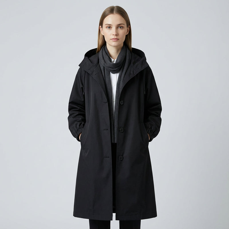 Abrigo Trench para Mujeres Margo | Tejido Ligero, Corte Oversized con Capucha y Bolsillos